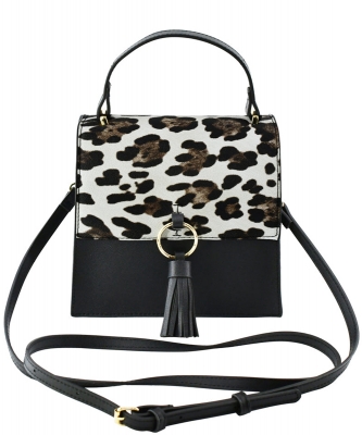Fashion Ring Tassel Flap Crossbody Satchel Bag PB704 LEOPARD
